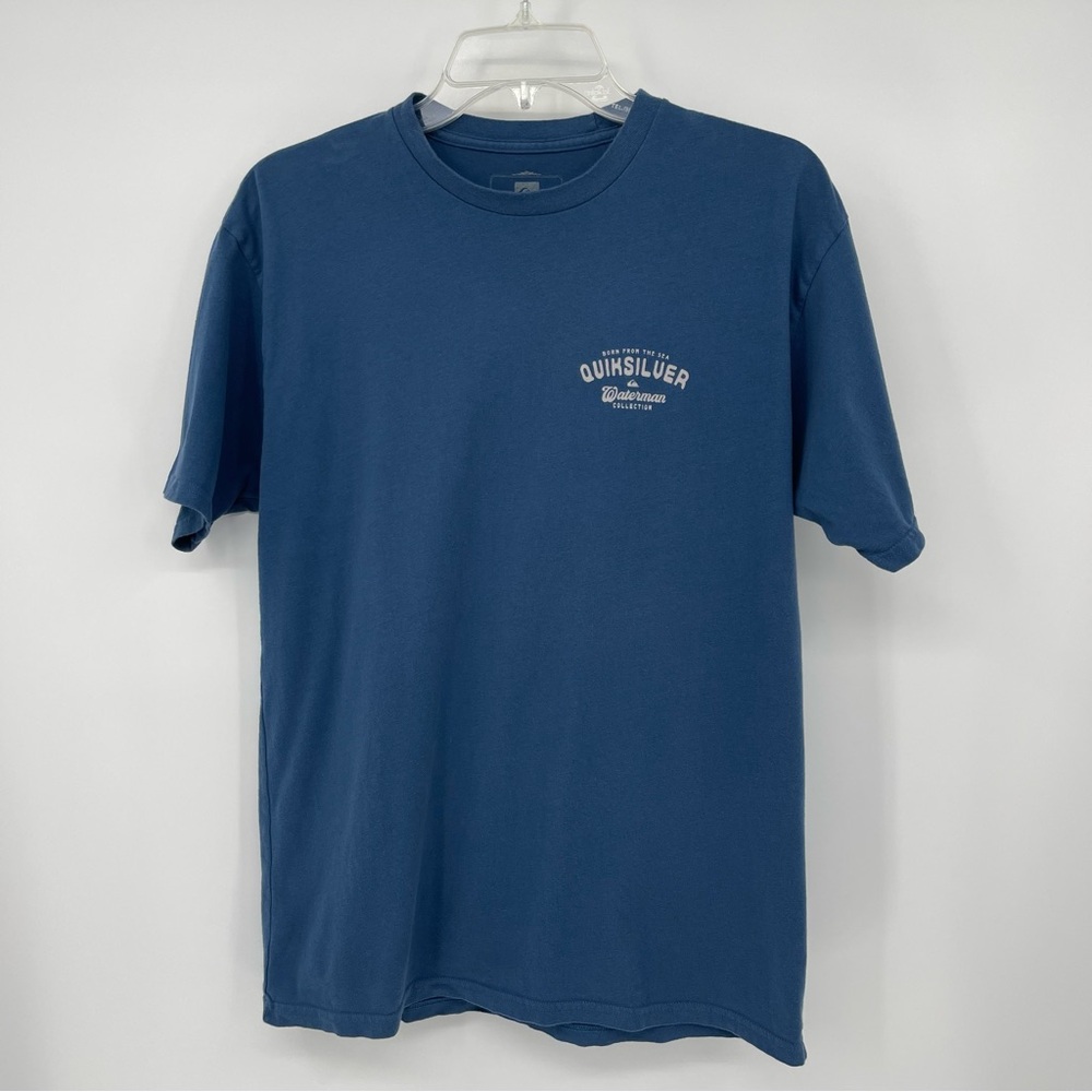 Quiksilver Waterman Collection Teal Blue Tee S Classic Skate Surf Casual Beach